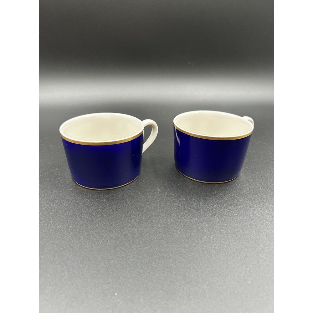 Vintage Syracuse China Cobalt Blue Gold Rim Demitasse Cups Set of 2 98-K
